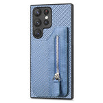 Custodia per telefono a portafoglio con cerniera lampo in fibra di carbonio, For Samsung Galaxy S23 5G, For Samsung Galaxy S23+ 5G, For Samsung Galaxy S23 Ultra 5G