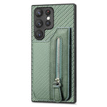 Custodia per telefono a portafoglio con cerniera lampo in fibra di carbonio, For Samsung Galaxy S23 5G, For Samsung Galaxy S23+ 5G, For Samsung Galaxy S23 Ultra 5G