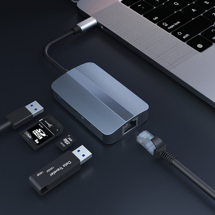 Hub USB-C 5 in 1 con Ethernet RJ45 e lettore schede SD/TF