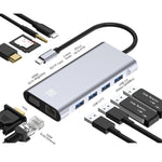 Hub USB-C 11 in 1 con HDMI 4K, VGA, RJ45 e ricarica PD