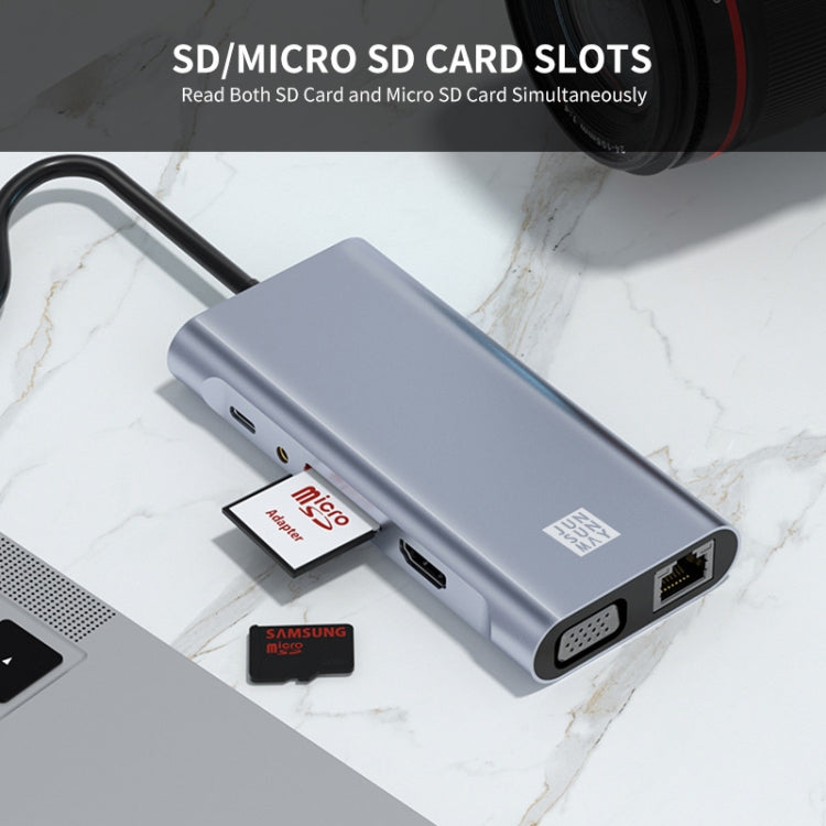 Hub USB-C 11 in 1 con HDMI 4K, VGA, RJ45 e ricarica PD