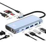 Hub USB-C 10 in 1 con HDMI 4K, VGA, RJ45 e lettore SD/TF