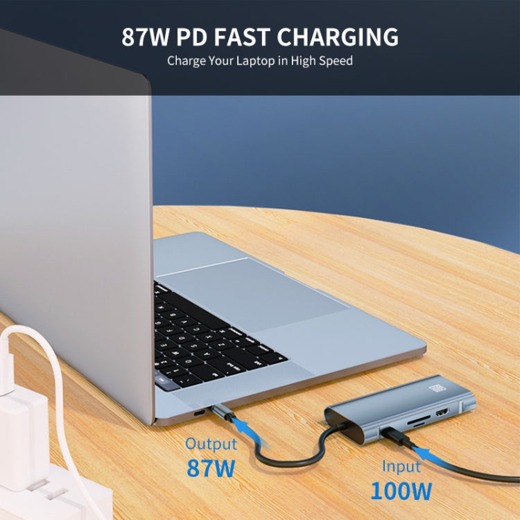 Hub USB-C 10 in 1 con HDMI 4K, VGA, RJ45 e lettore SD/TF