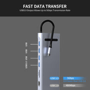 JUNSUNMAY Lettore di schede SD/TF adattatore docking station hub USB C multifunzionale 11 in 1, JSM-HUB021