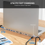 JUNSUNMAY Lettore di schede SD/TF adattatore docking station hub USB C multifunzionale 11 in 1, JSM-HUB021