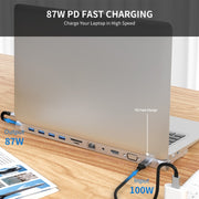 JUNSUNMAY Lettore di schede SD/TF adattatore docking station hub USB C multifunzionale 11 in 1, JSM-HUB021