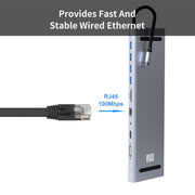 JUNSUNMAY Lettore di schede SD/TF adattatore docking station hub USB C multifunzionale 11 in 1, JSM-HUB021
