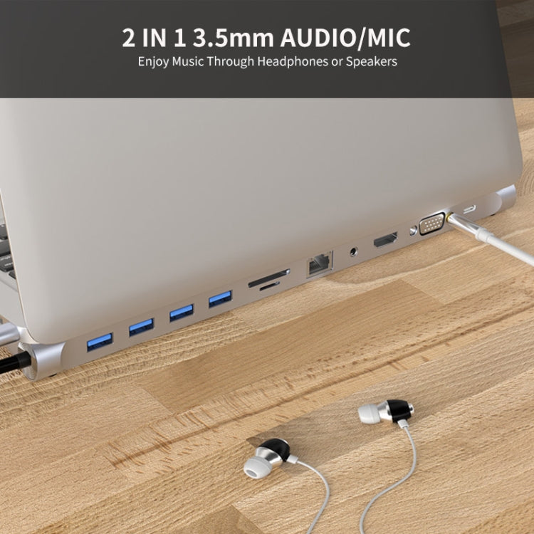 JUNSUNMAY Lettore di schede SD/TF adattatore docking station hub USB C multifunzionale 11 in 1, JSM-HUB021