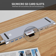 JUNSUNMAY Lettore di schede SD/TF adattatore docking station hub USB C multifunzionale 11 in 1, JSM-HUB021