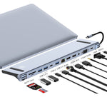 JUNSUNMAY Lettore di schede SD/TF adattatore docking station hub USB C multifunzionale 12 in 1, JSM-HUB022