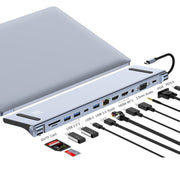 JUNSUNMAY Lettore di schede SD/TF adattatore docking station hub USB C multifunzionale 12 in 1, JSM-HUB022