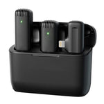 Microfoni lavalier wireless doppio con custodia di ricarica