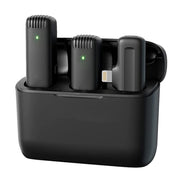 Microfoni lavalier wireless doppio con custodia di ricarica