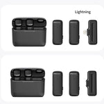 Microfoni lavalier wireless doppio con custodia di ricarica