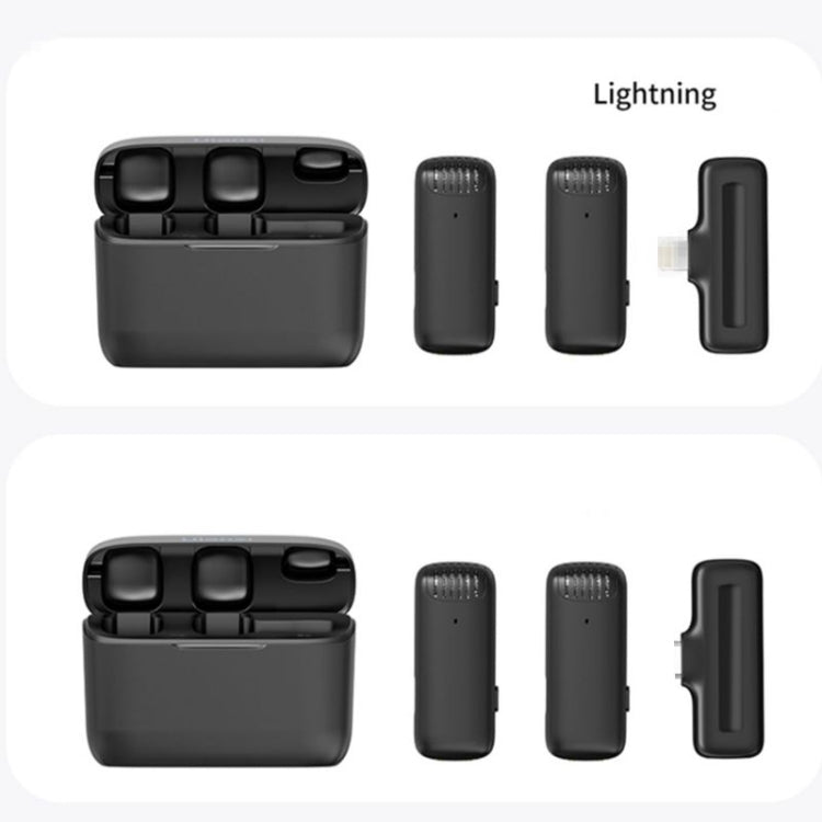 Microfoni lavalier wireless doppio con custodia di ricarica