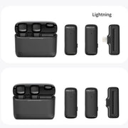 Microfoni lavalier wireless doppio con custodia di ricarica