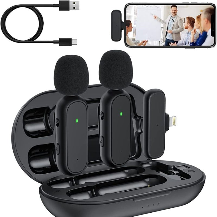 Microfono lavalier wireless doppio con custodia ricarica