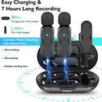 Microfono lavalier wireless doppio con custodia ricarica