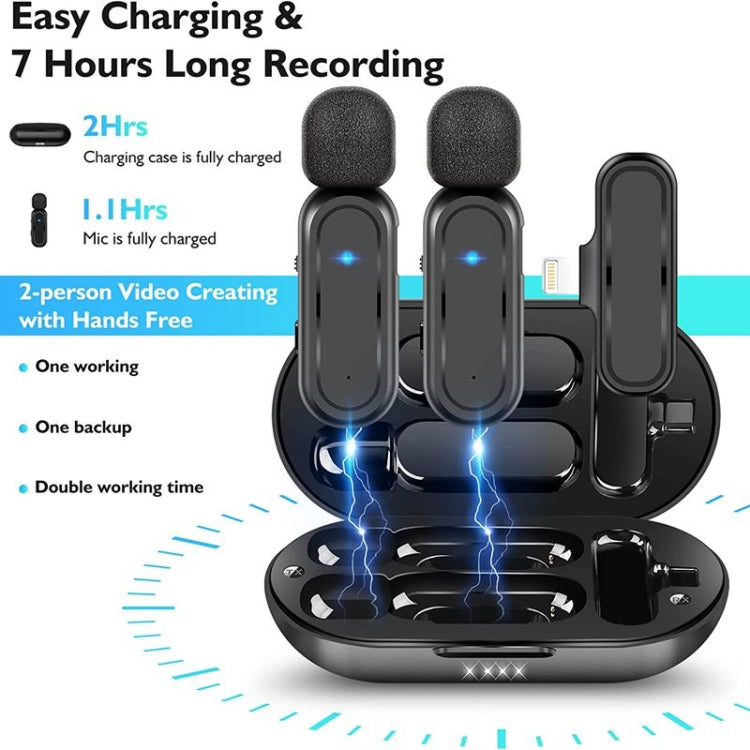 Microfono lavalier wireless doppio con custodia ricarica