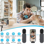 Microfono lavalier wireless doppio con custodia ricarica