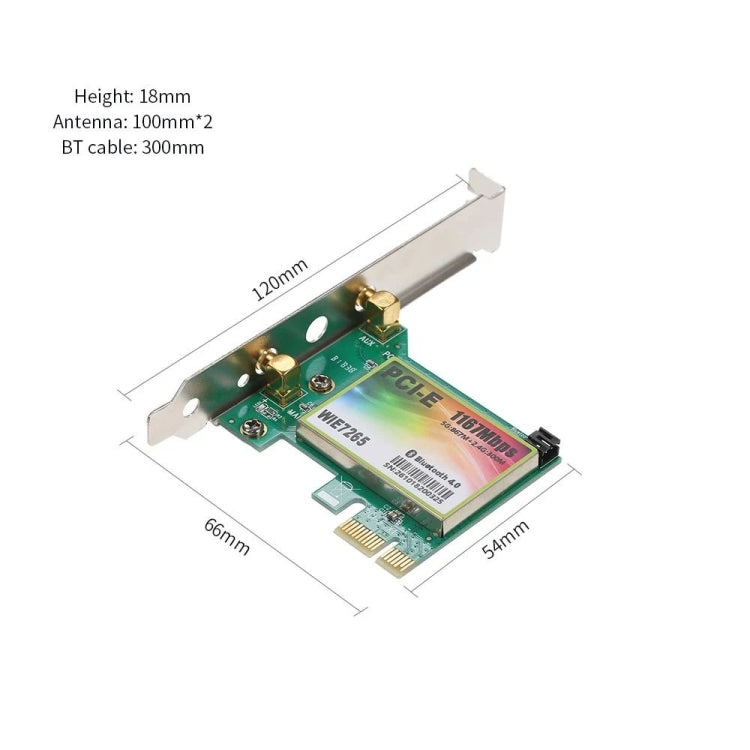 Adattatore WiFi PCI-e dual band 802.11ac 1167Mbps WIE7265 + scheda di rete WLAN Bluetooth 4.2