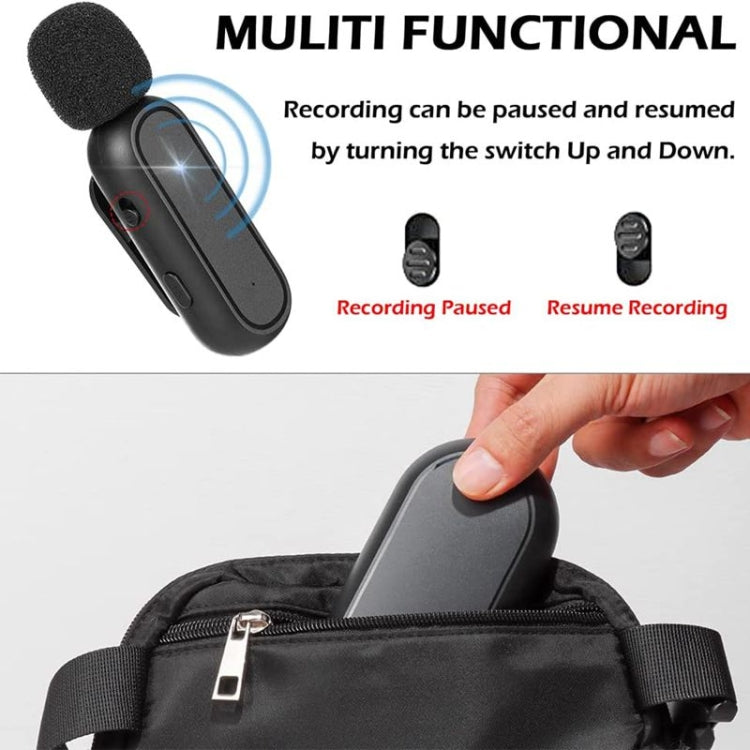 Wireless Lavalier Microphone with Noise Reduction USB-C Clip-on Microphone with Charging Case