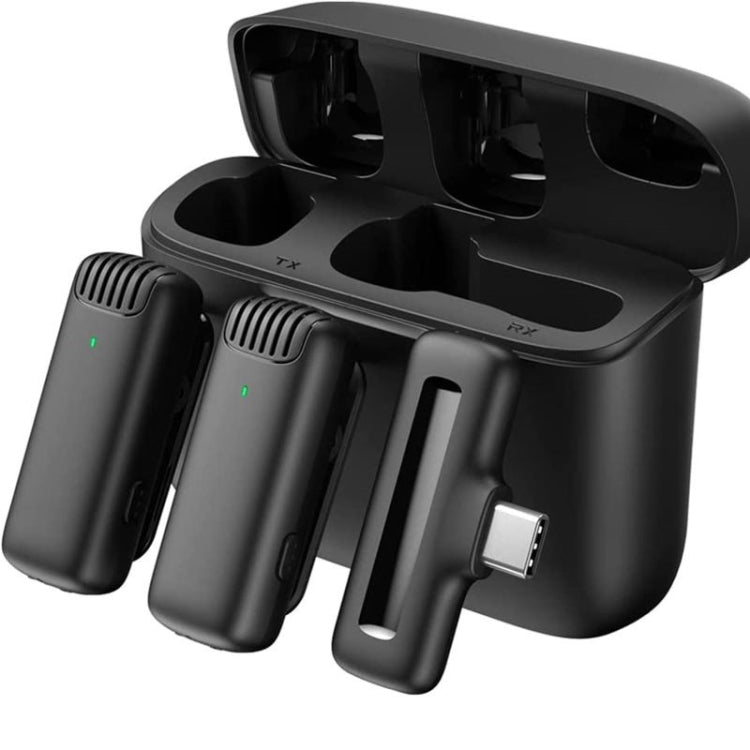 Microfono lavalier wireless con custodia di ricarica