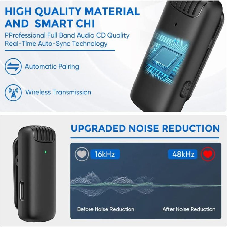 Microfono lavalier wireless con custodia di ricarica