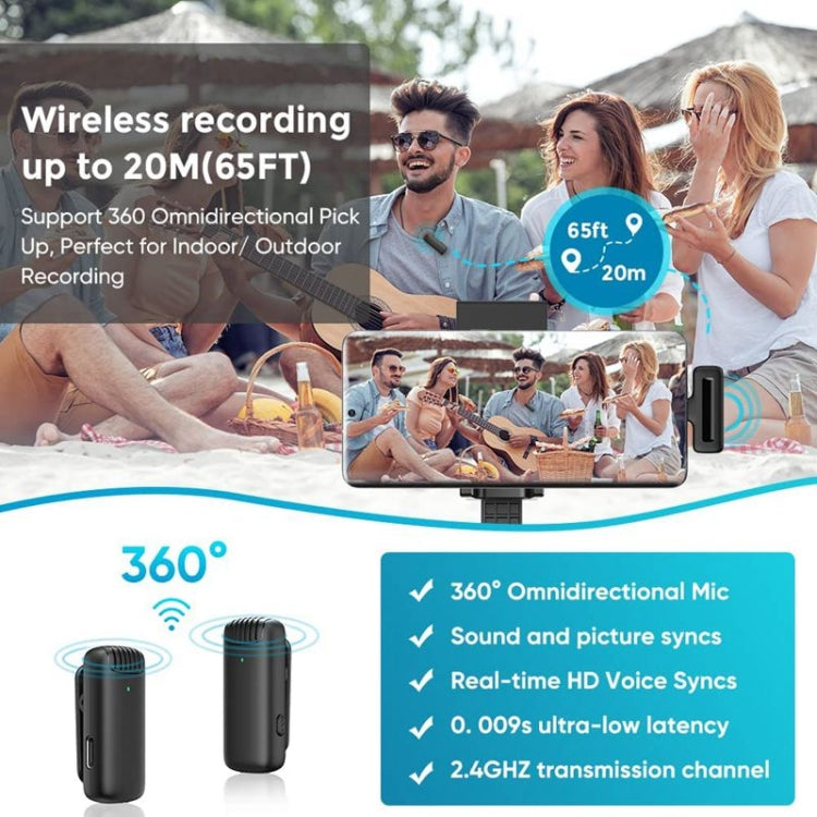 Microfono lavalier wireless con custodia di ricarica