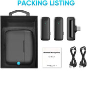 Microfono lavalier wireless con custodia di ricarica