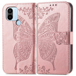 Custodia per telefono in pelle goffrata farfalla amore fiore, For Xiaomi Redmi A1+, For UMIDIGI A13S, For vivo T2X 5G