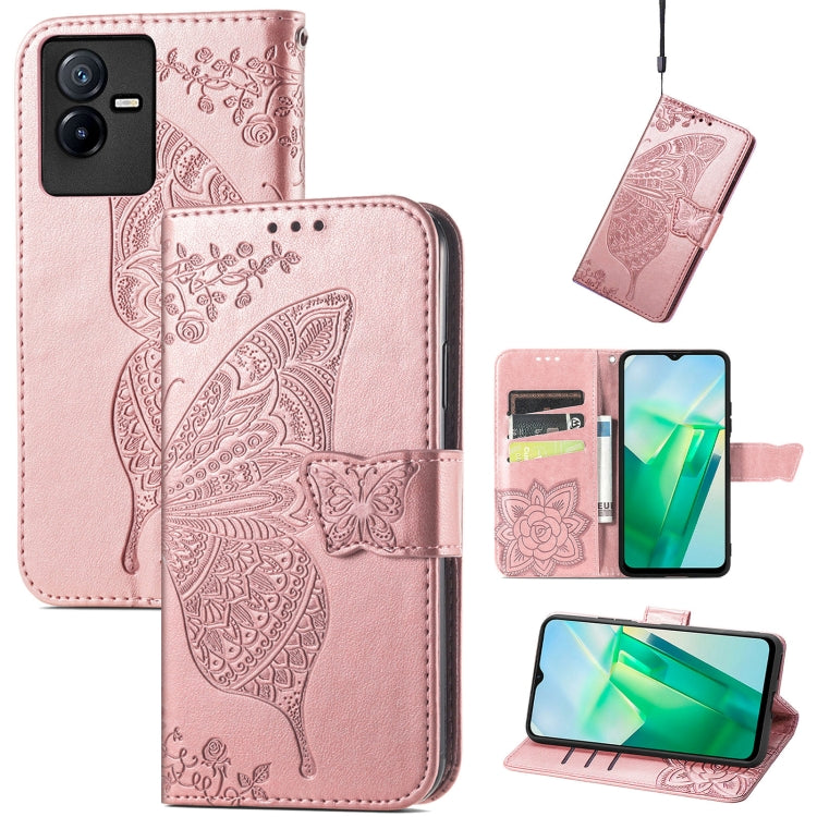 Custodia per telefono in pelle goffrata farfalla amore fiore, For Xiaomi Redmi A1+, For UMIDIGI A13S, For vivo T2X 5G
