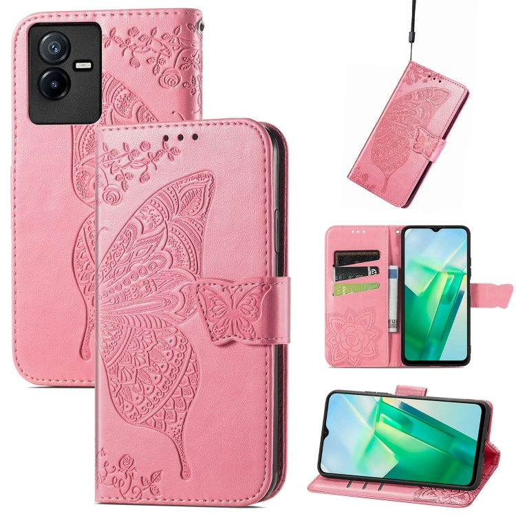 Custodia per telefono in pelle goffrata farfalla amore fiore, For Xiaomi Redmi A1+, For UMIDIGI A13S, For vivo T2X 5G