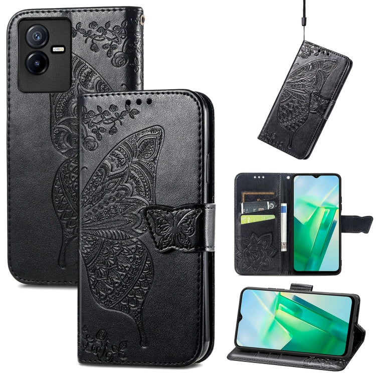 Custodia per telefono in pelle goffrata farfalla amore fiore, For Xiaomi Redmi A1+, For UMIDIGI A13S, For vivo T2X 5G