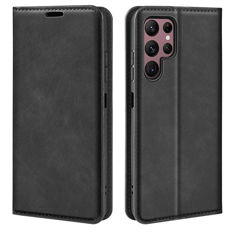 Per Samsung Galaxy S23 Ultra 5G Custodia in pelle con ventosa magnetica retro-pelle, For Samsung Galaxy S23 Ultra 5G