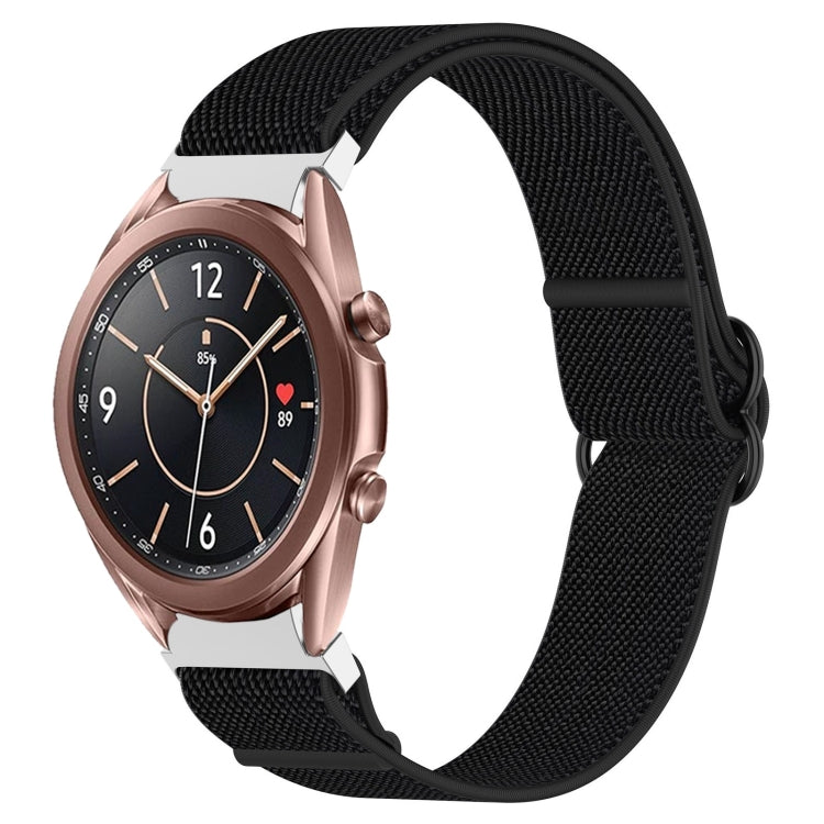 Cinturino per orologio con fibbia nera elasticizzata in nylon, For Samsung Galaxy Watch 4 40mm, For Samsung Galaxy Watch 4 Classic 42mm, For Samsung Galaxy Watch 4 Classic 46mm, For Samsung Galaxy Watch 3 41mm