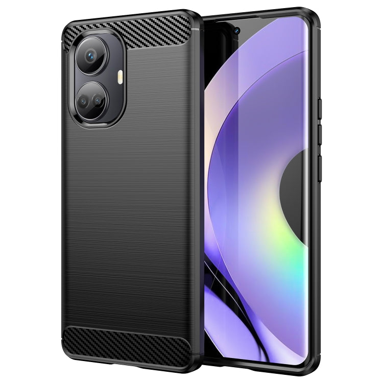 Custodia per telefono TPU in fibra di carbonio con trama spazzolata, For Realme 10 Pro+