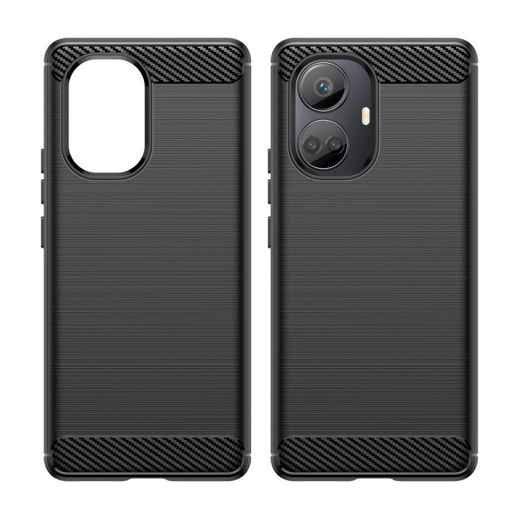 Custodia per telefono TPU in fibra di carbonio con trama spazzolata, For Realme 10 Pro+
