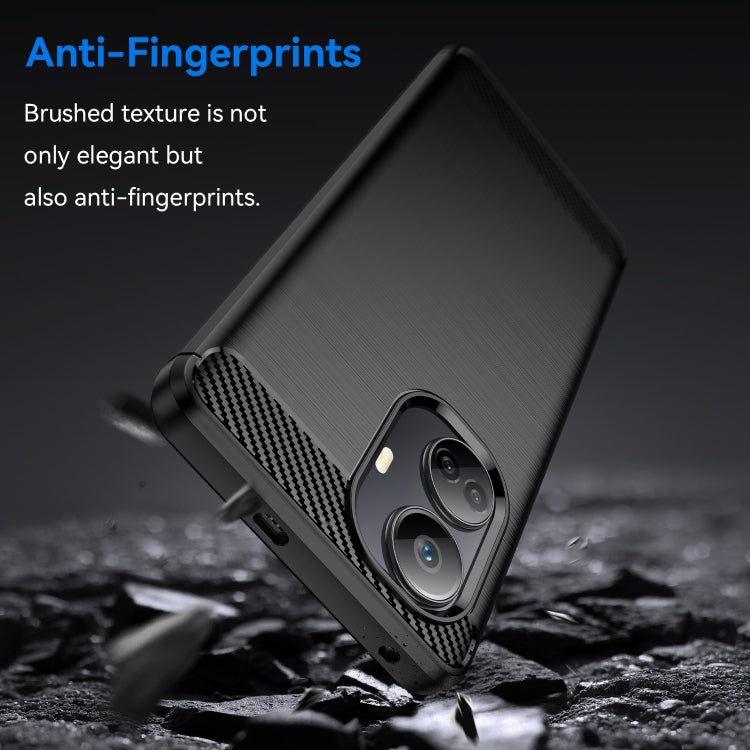 Custodia per telefono TPU in fibra di carbonio con trama spazzolata, For Realme 10 Pro+