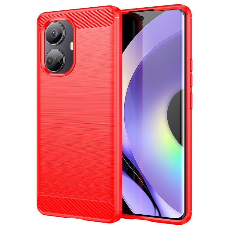 Custodia per telefono TPU in fibra di carbonio con trama spazzolata, For Realme 10 Pro+
