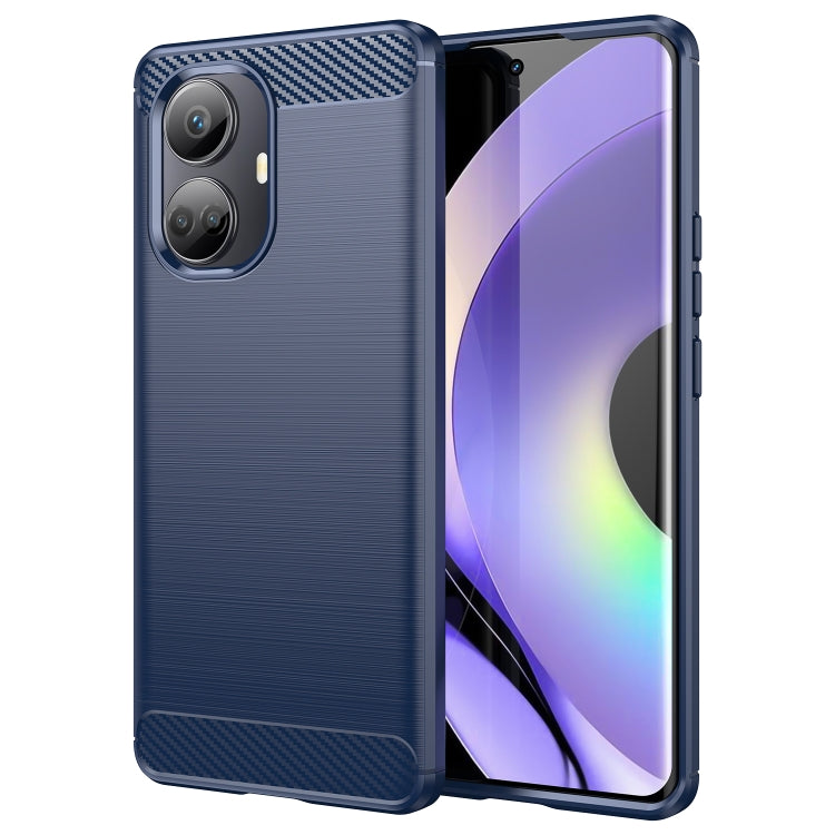 Custodia per telefono TPU in fibra di carbonio con trama spazzolata, For Realme 10 Pro+