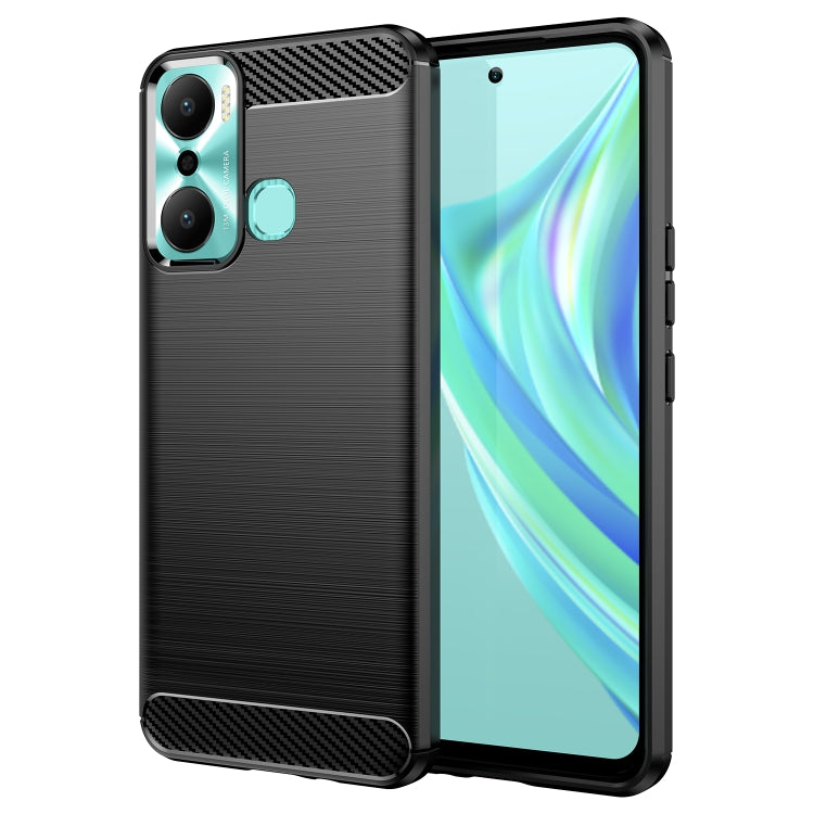 Custodia per telefono TPU in fibra di carbonio con trama spazzolata, For Infinix Hot 20, For Infinix Hot 20 Play