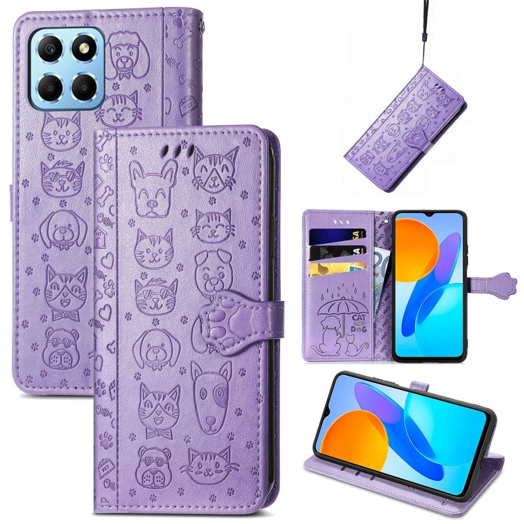 Simpatica custodia per telefono in pelle goffrata con gatto e cane, For Honor X8 5G, For Infinix Note 11, For Xiaomi Poco M5