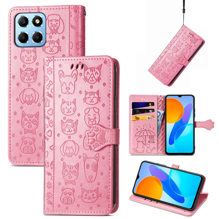 Simpatica custodia per telefono in pelle goffrata con gatto e cane, For Honor X8 5G, For Infinix Note 11, For Xiaomi Poco M5