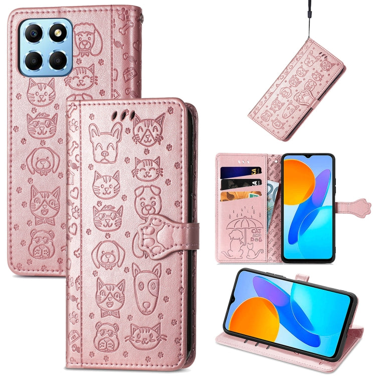 Simpatica custodia per telefono in pelle goffrata con gatto e cane, For Honor X8 5G, For Infinix Note 11, For Xiaomi Poco M5