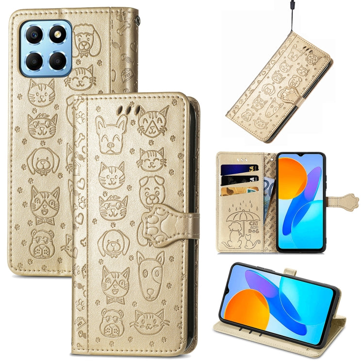 Simpatica custodia per telefono in pelle goffrata con gatto e cane, For Honor X8 5G, For Infinix Note 11, For Xiaomi Poco M5