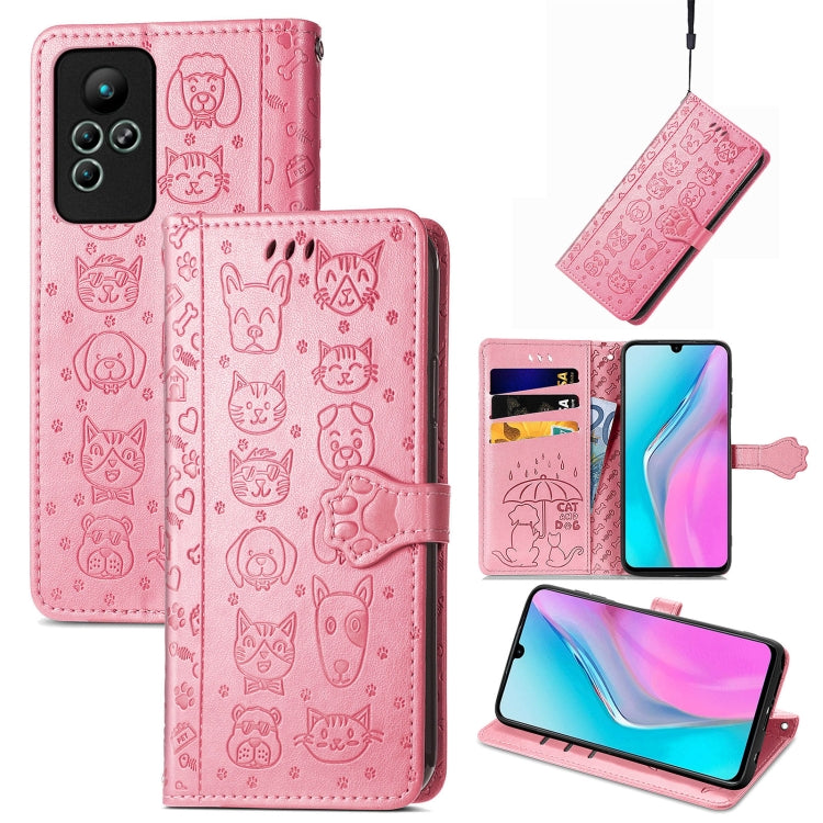 Simpatica custodia per telefono in pelle goffrata con gatto e cane, For Honor X8 5G, For Infinix Note 11, For Xiaomi Poco M5
