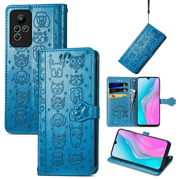 Simpatica custodia per telefono in pelle goffrata con gatto e cane, For Honor X8 5G, For Infinix Note 11, For Xiaomi Poco M5