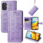 Simpatica custodia per telefono in pelle goffrata con gatto e cane, For Honor X8 5G, For Infinix Note 11, For Xiaomi Poco M5