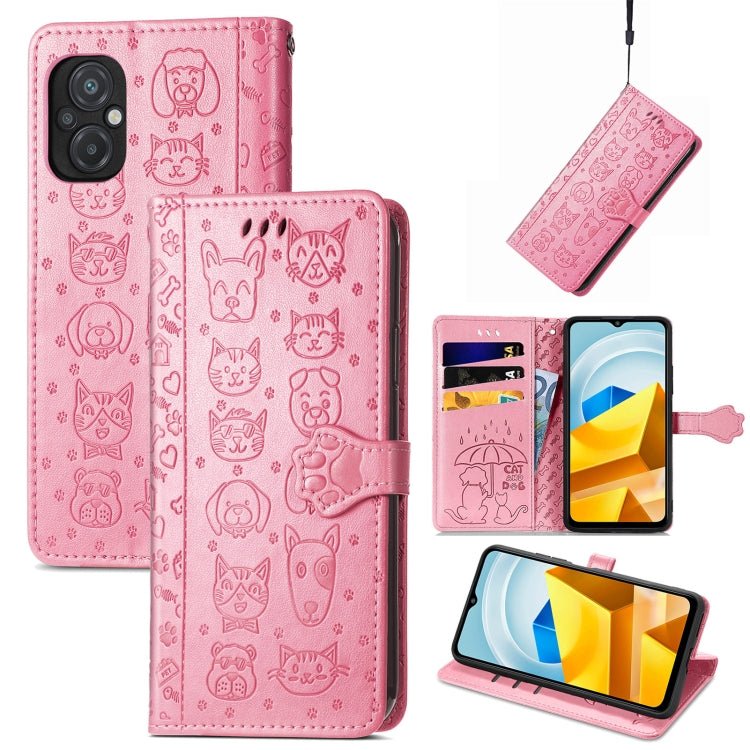 Simpatica custodia per telefono in pelle goffrata con gatto e cane, For Honor X8 5G, For Infinix Note 11, For Xiaomi Poco M5
